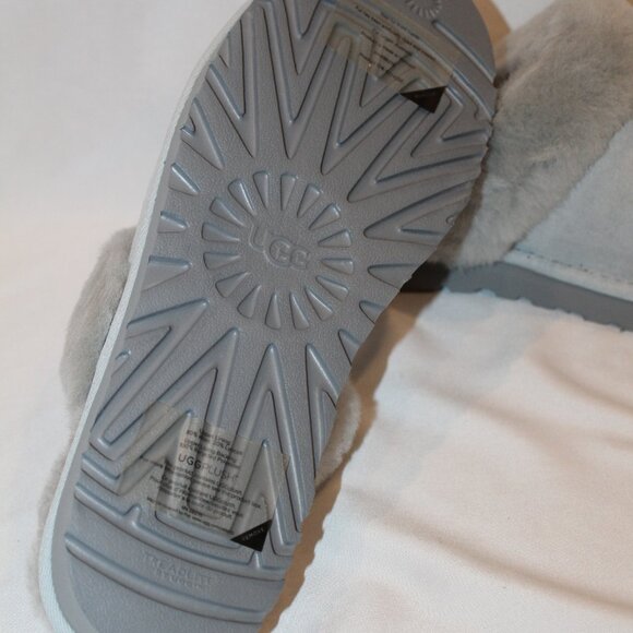 NEW UGG COZY WOMEN'S SUEDE SHEARLING LINED GRAY SLIPPERS‎ SZ 12 - Picture 5 of 6